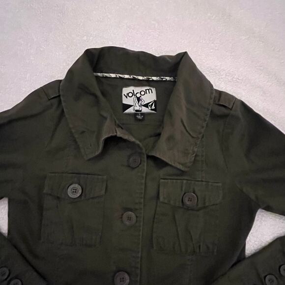 Volcom Military Style Green Button Jacket Women’s Sz SM - Picture 1 of 12